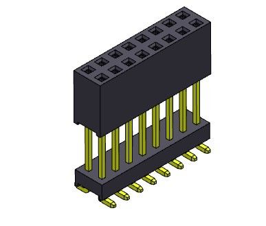 Weibliche Doppelreihe des Titel-Verbindungsstück-2.54mm erhöhte Einpress-SMT-Art - 2 *3 PIN To 2*40PIN