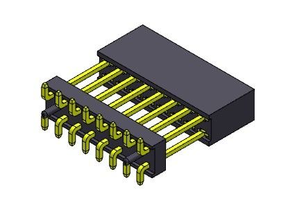 Weibliche Doppelreihe des Titel-Verbindungsstück-2.54mm erhöhte Einpress-SMT-Art - 2 *3 PIN To 2*40PIN