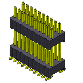 1.27*2.54mm doppelter Reihen-weiblicher Titel-Stapel gerade SMT-Art - 2 *3 PIN To 2*40PIN SQ0.46mm