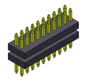 Stapel-gerade Art 2*3 PIN To 2*40PIN SQ0.30mm Pin Female Header Connector 1.00mm