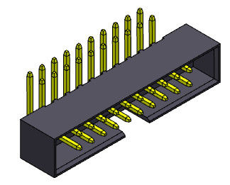 Neigungs-Kasten-Titel-Doppelreihen-rechtwinklige Art 2AMP 2mm - 2 *8-2*25Pin