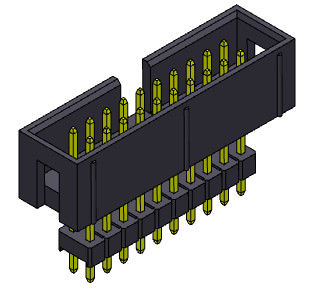 2.54mm Kasten-Titel-Verbindungsstück-Doppelreihe erhöhte gerade Bad-Art - 2 *3-2*32Pin 3AMP